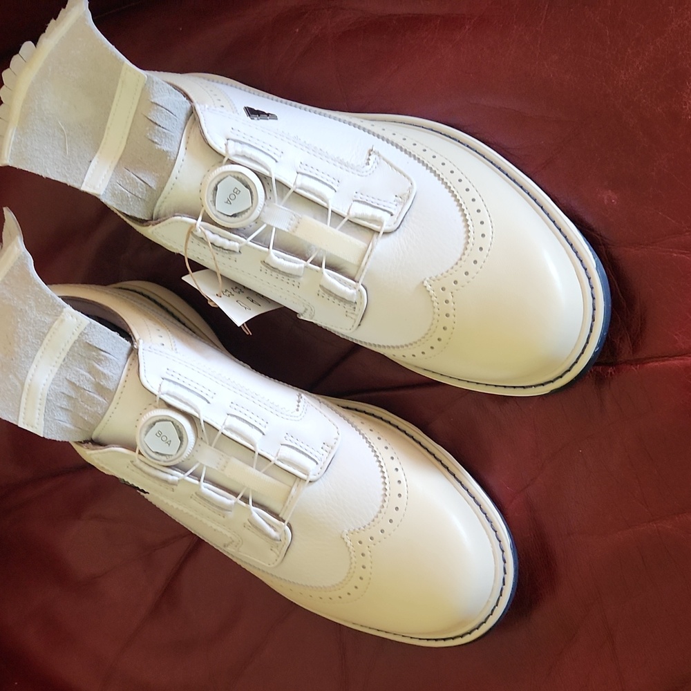 Adidas Cream MC87 BOA Golf Shoes with Fringe Detail, Size 10M - Picture 2 of 5